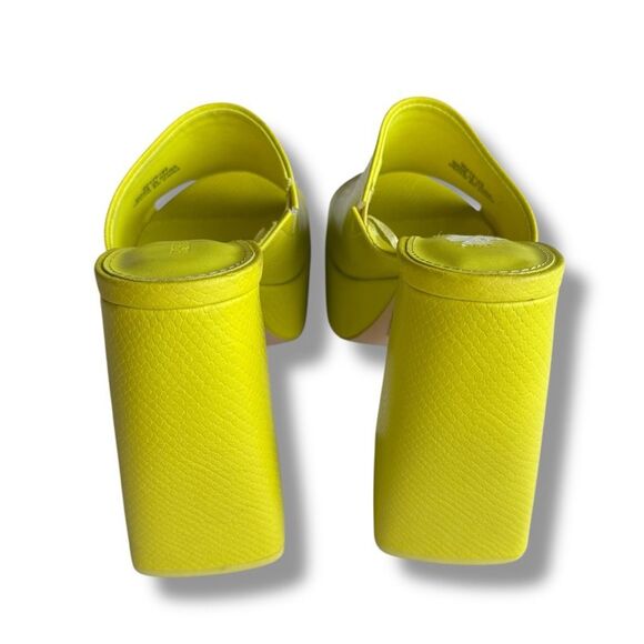 Forever 21 Neon Yellow Faux Snakeskin Platform Block Heel Mule Women’s 7 - Picture 2 of 6
